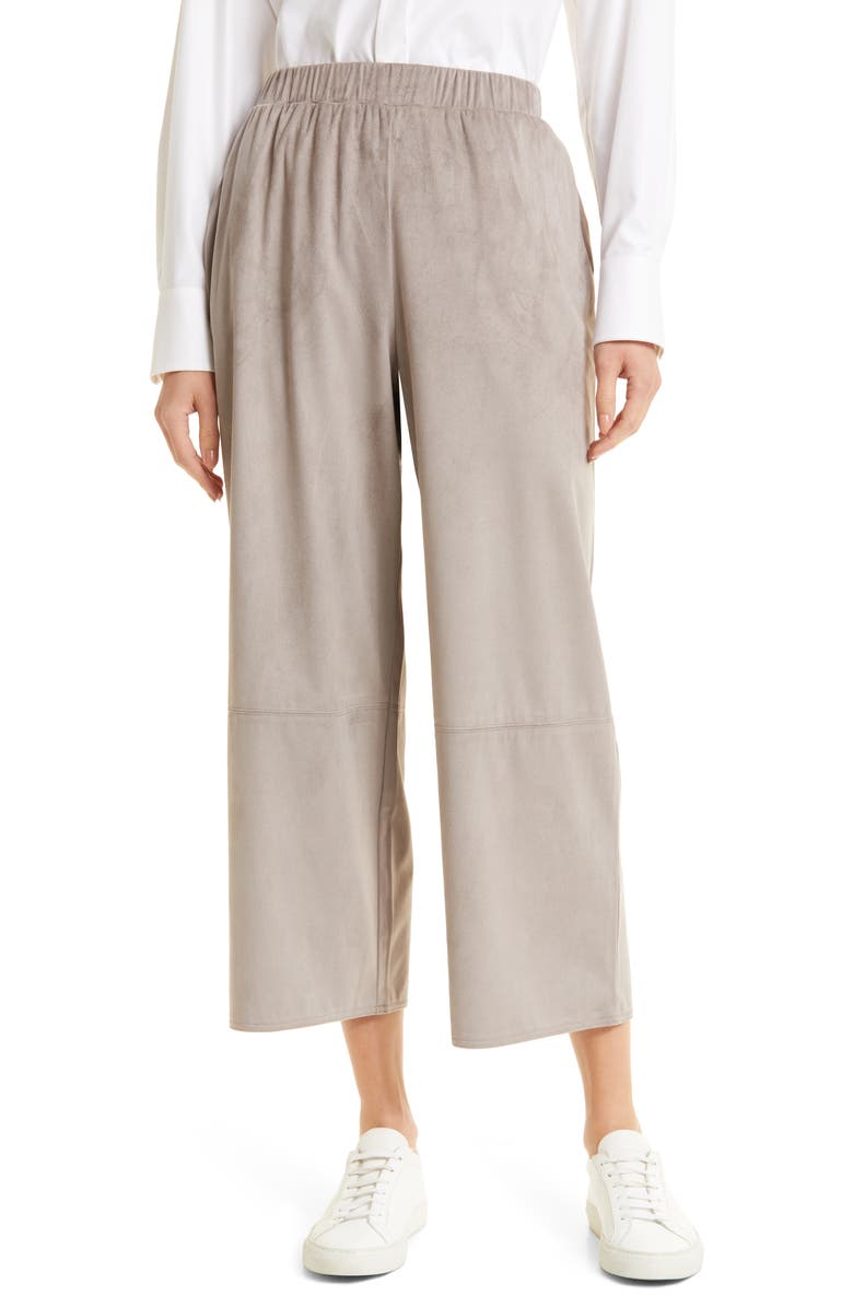 Max Mara Leisure Zurca Faux Suede Wide Leg Pants, Main, color,