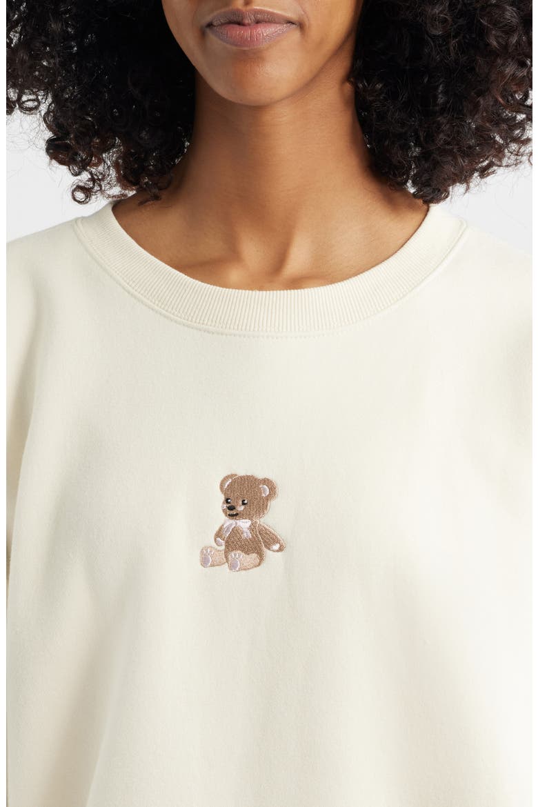 Camp3y Teddy Bear Embroidered Graphic Sweatshirt, Alternate, color, CREAM