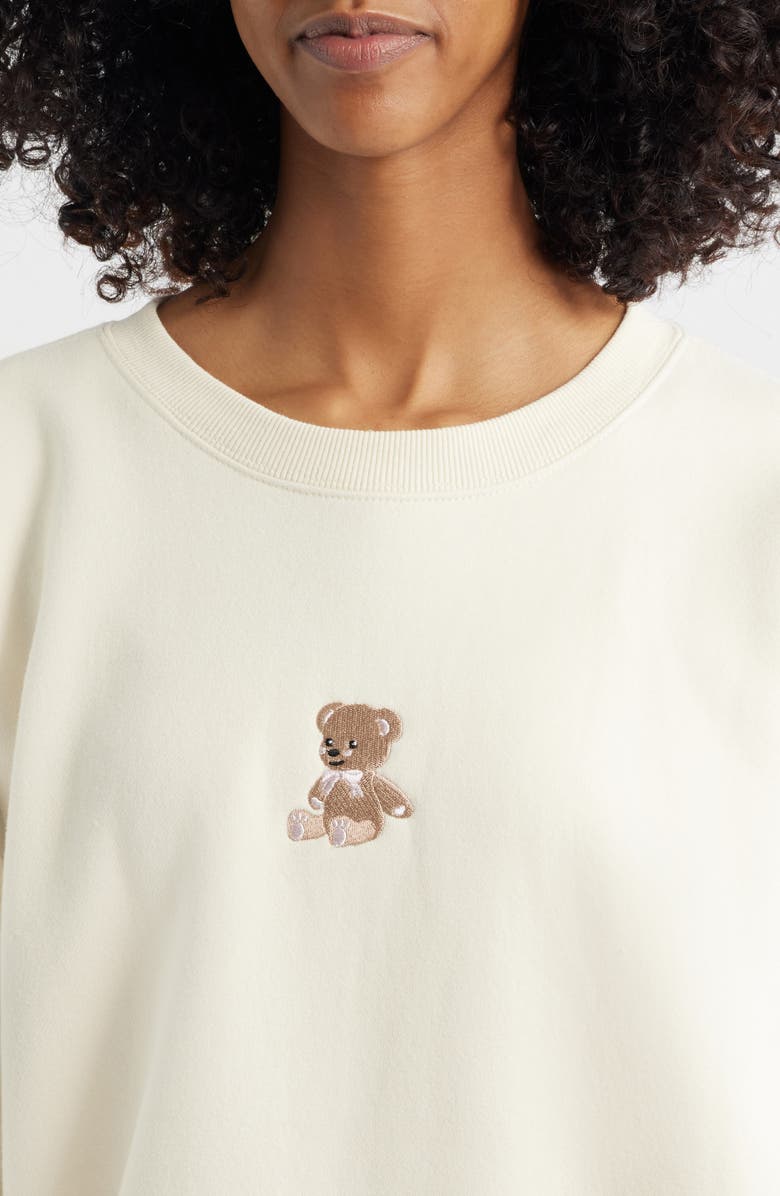 HAPPY CAMP3R Camp3y Teddy Bear Embroidered Graphic Sweatshirt, Alternate, color, Cream