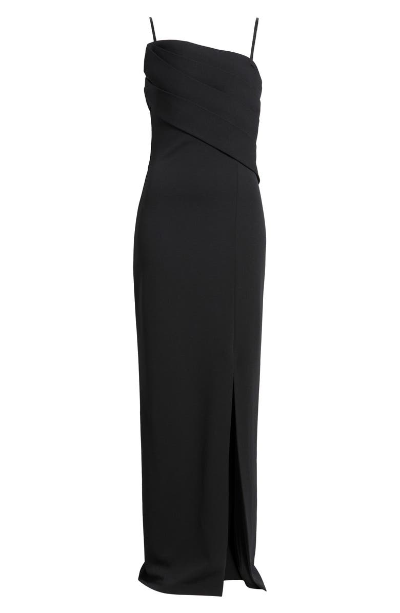 Vince Camuto Drape Neckline Sleeveless Gown, Alternate, color, Black