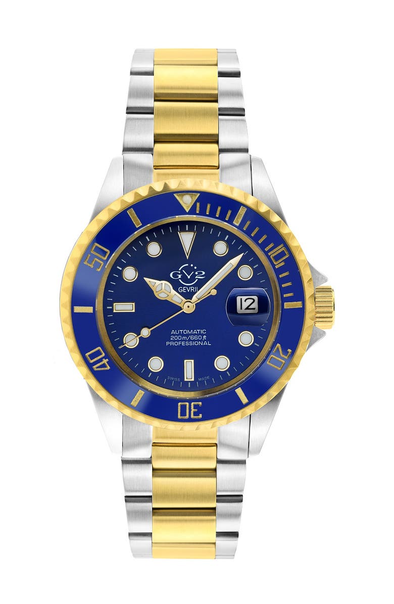 GV2 Liguria Blue Dial Two-Tone Stainless Steel Bracelet Watch, 42mm, Main, color, 