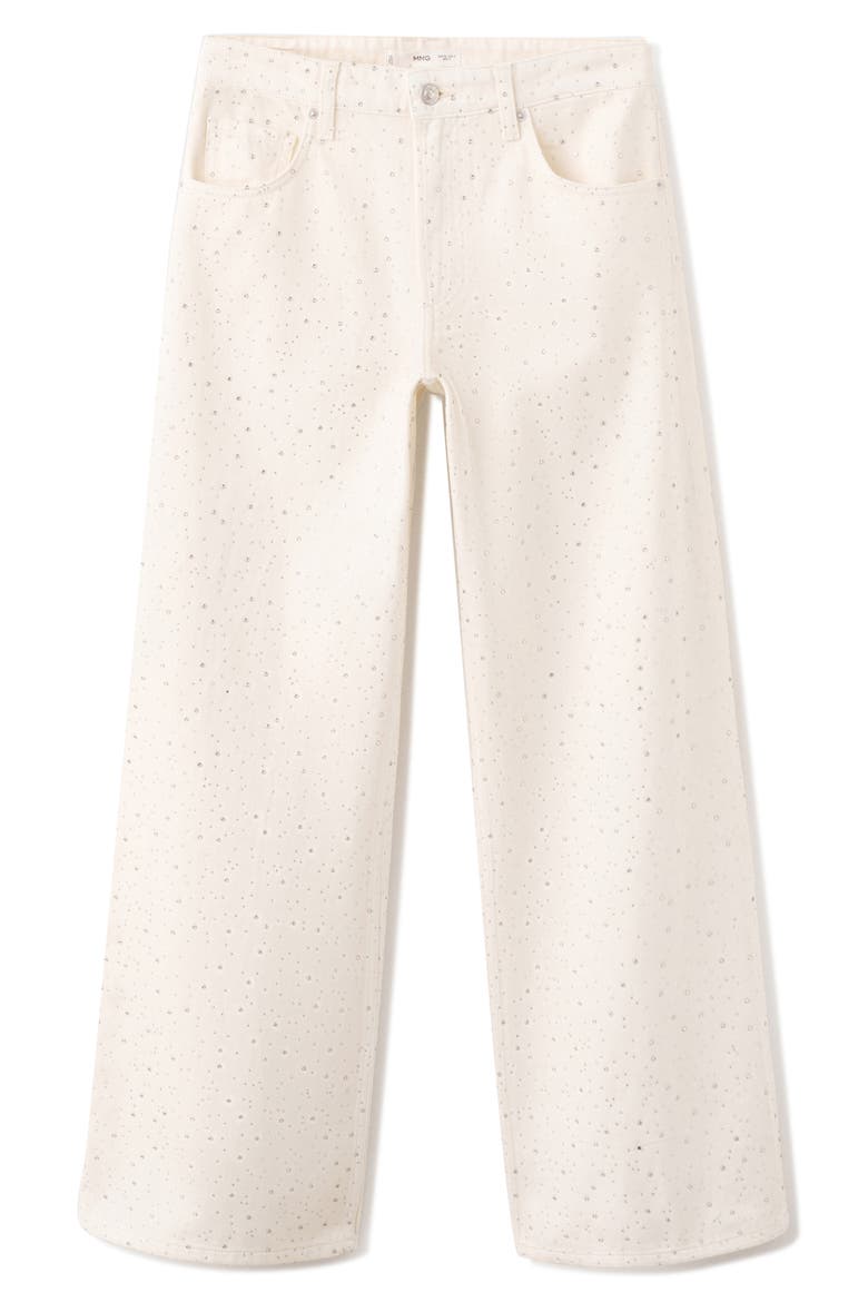 Rhinestone Embellished Wide Leg Jeans, Main, color, OFF WHITE