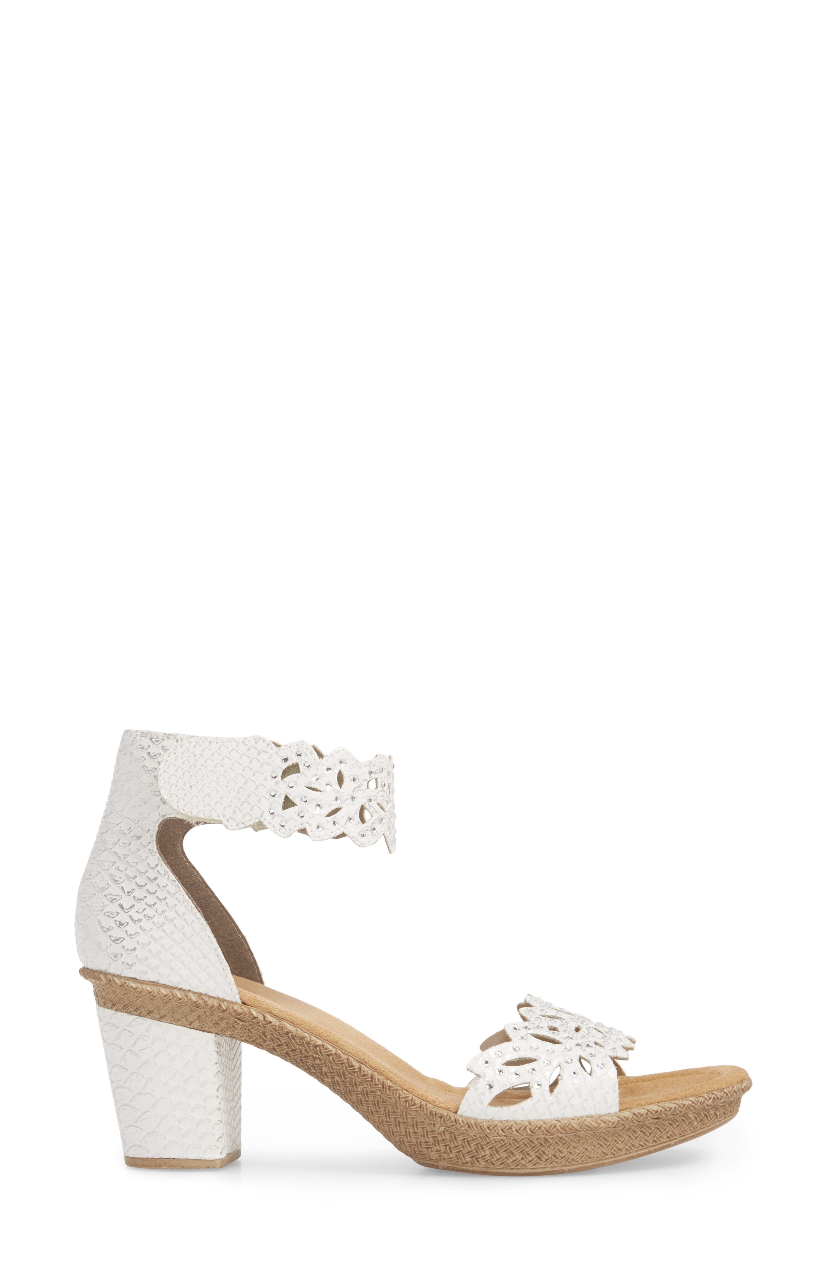 'Rabea' Sandal, Alternate, color, WHITE/ SILVER