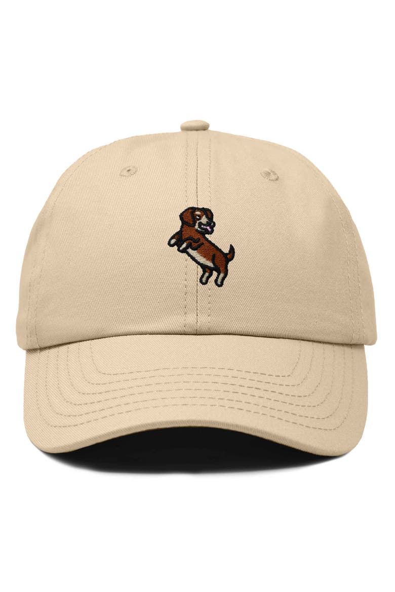 Dachshund Embroidered Dad Cap, Main, color, Khaki
