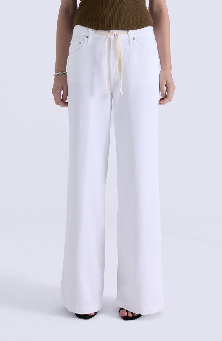 Pistola Jadyn Drawstring Mid Rise Palazzo Jeans, Main, color, Optic White