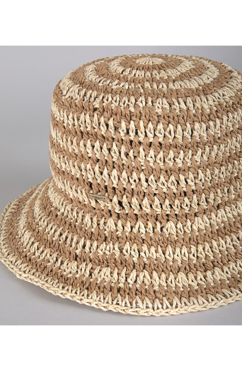 Eugenia Kim Jonah Crochet Straw Bucket Hat, Alternate, color, Natural/ Camel