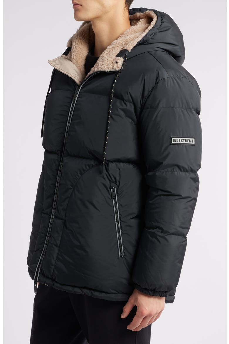 Shasta Faux Shearling 700 Fill Power Down Jacket, Alternate, color, BLACK / PUTTY