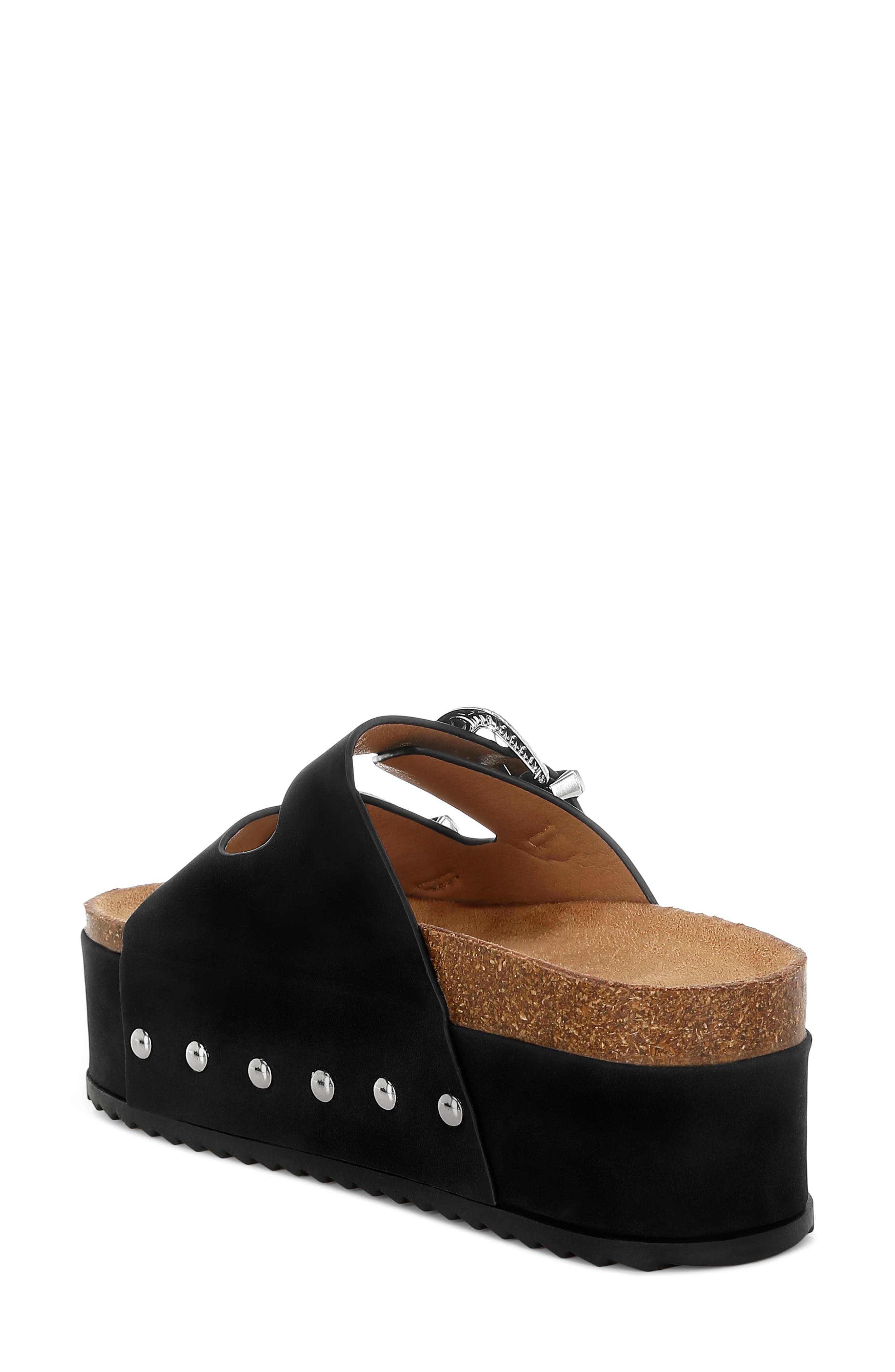 Zaphod Faux Leather Platform Slide Sandal, Alternate, color, BLACK