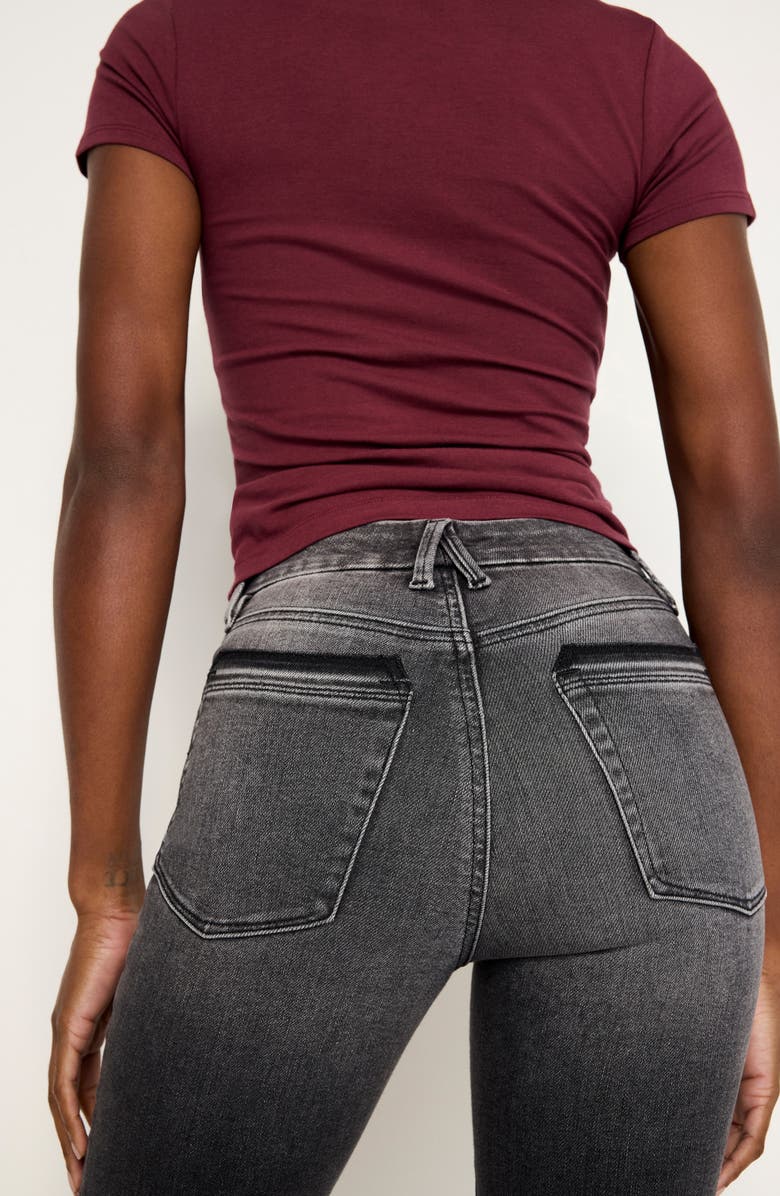 Good American Good Releasr Hem Flare Jeans, Alternate, color, Black338