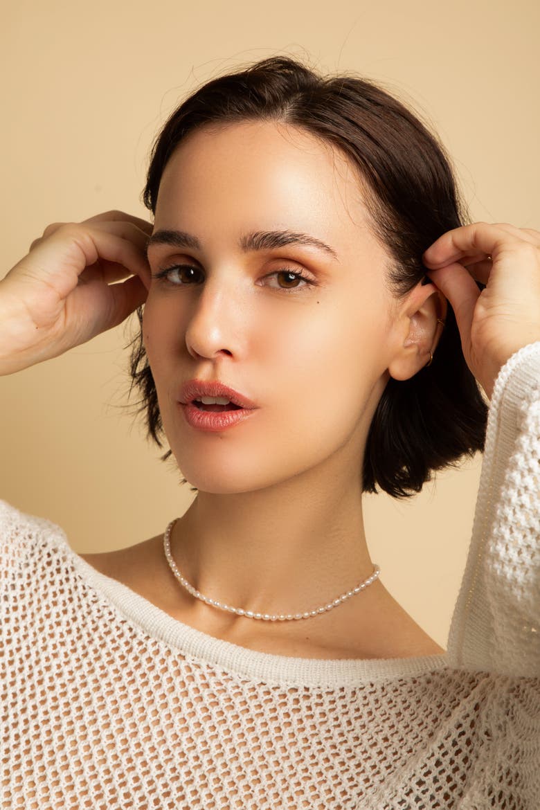 Pure Light Baroque Freshwater Pearl Choker Necklace, Alternate, color, Gold