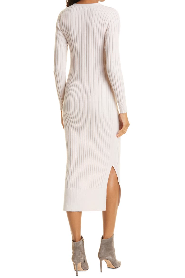 Ribbed Long Sleeve Wool Sweater Dress, Alternate, color, OFF WHITE