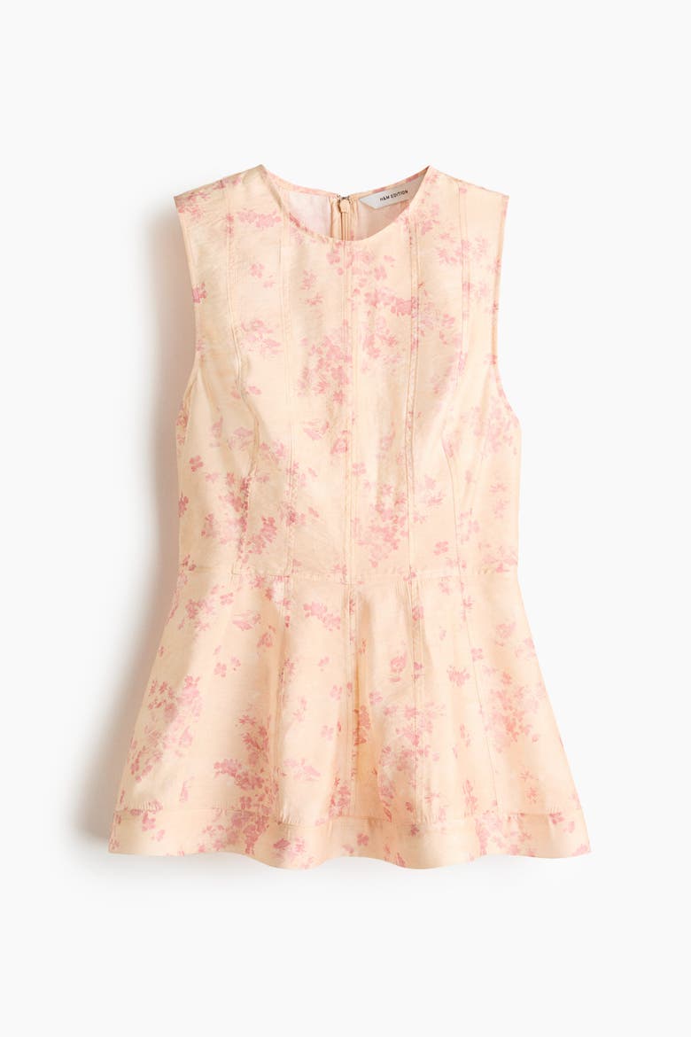Sleeveless Peplum Top, Alternate, color, Peach/floral