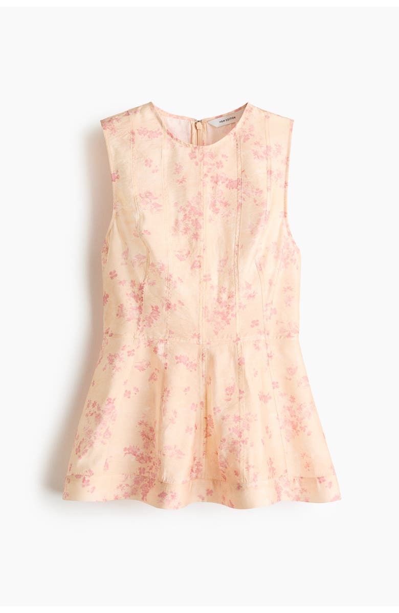 H&M Sleeveless Peplum Top, Main, color, Peach/Floral