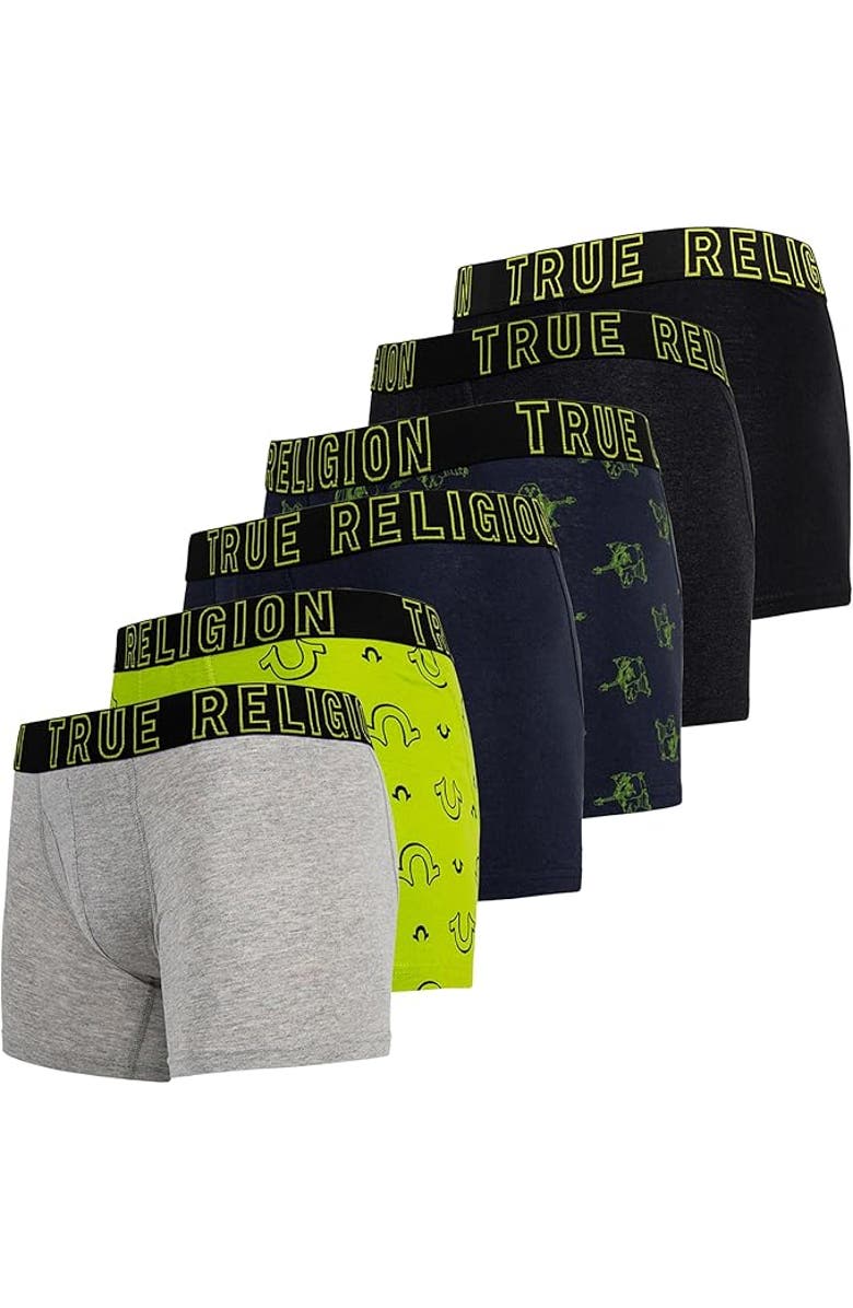 True Religion Boxer Briefs Stretch Underwear Pack of 6, Main, color, Lime Green