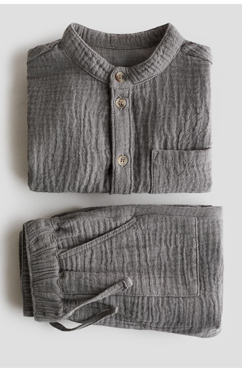 H&M 2-piece Cotton Muslin Set, Alternate, color, Gray