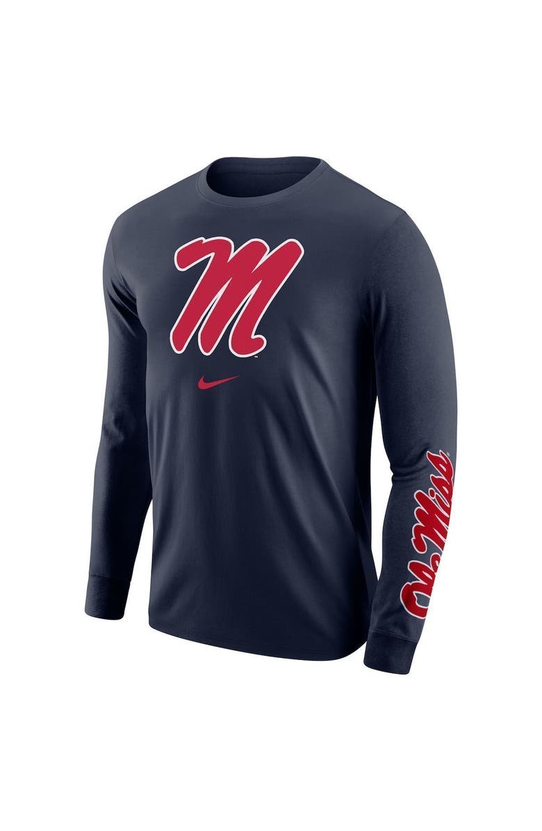 Nike Men's Nike Navy Ole Miss Rebels Team Lockup 2-Hit Long Sleeve T-Shirt, Alternate, color, 
