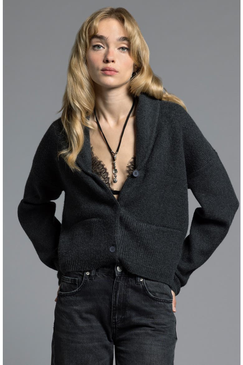 Candice Shawl Collar Cardigan, Alternate, color, EBONY