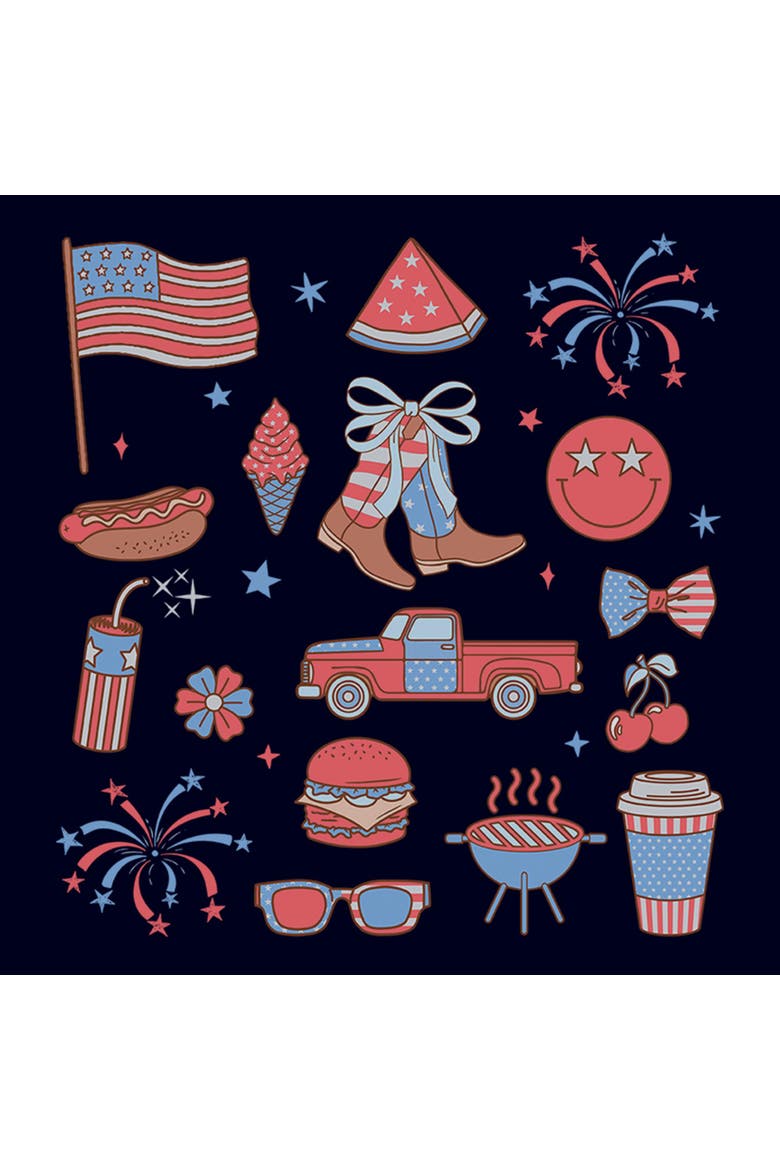 Juniors Lost Gods American Fourth of July Icons T Shirt, Alternate, color, Navy Blue