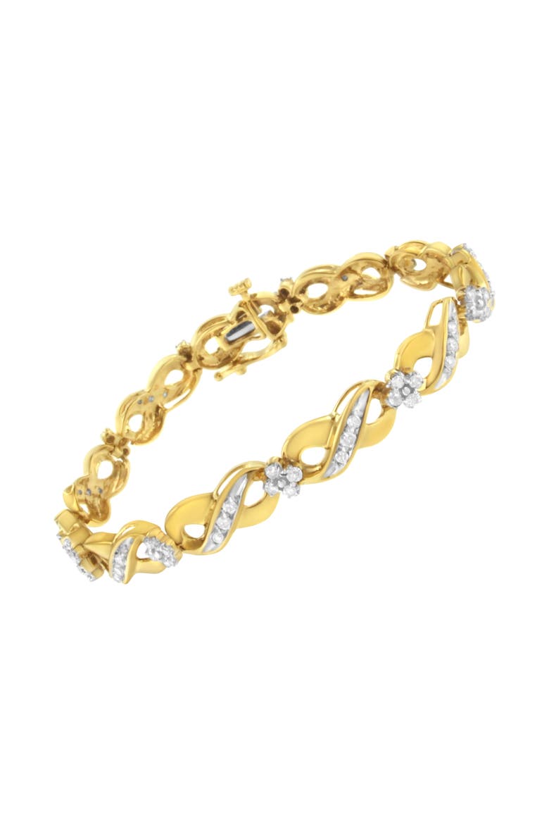 10K Yellow Gold Round-Cut Diamond Infinite Love Bracelet, Alternate, color, Yellow