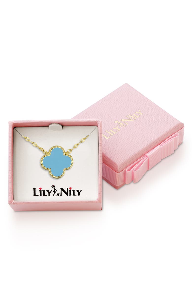 Lily Nily Kids' Clover Pendant Necklace, Alternate, color, Turquoise