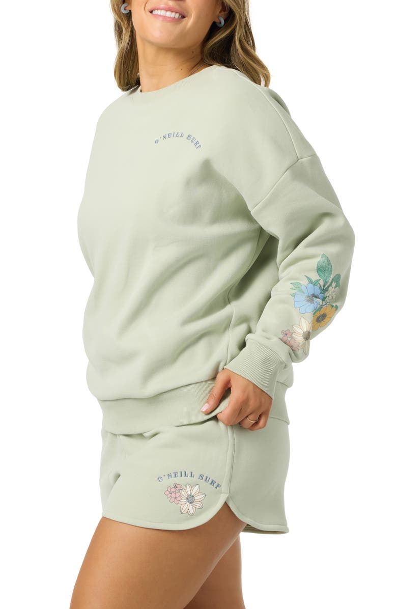 O'Neill Petal Oversize Cotton Blend Crewneck Sweatshirt, Alternate, color, Desert Sage