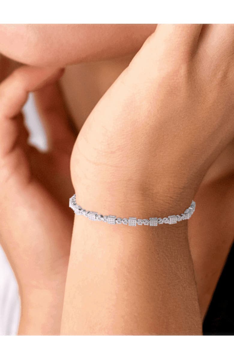 DLORIA Square Tennis Bracelet with White Diamond Cubic Zirconia, Alternate, color, 