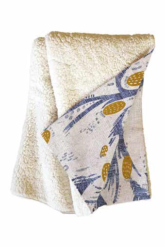Holli Zollinger French Linen Thistle Faux Shearling Fleece Throw Blanket