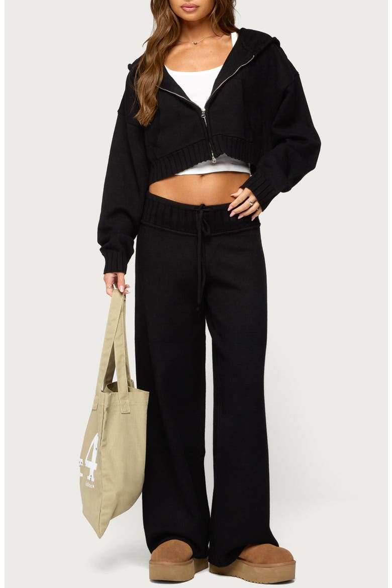 Russell Crop Hooded Zip Sweater, Alternate, color, BLACK