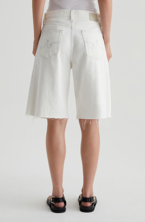 Ag Hattie High Waist Raw Hem Denim Barrel Shorts In Ivory Mist