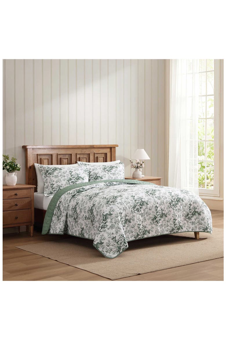 Bouncy Bows Quilt Set, Alternate, color, DEEP GREEN/ WHITE