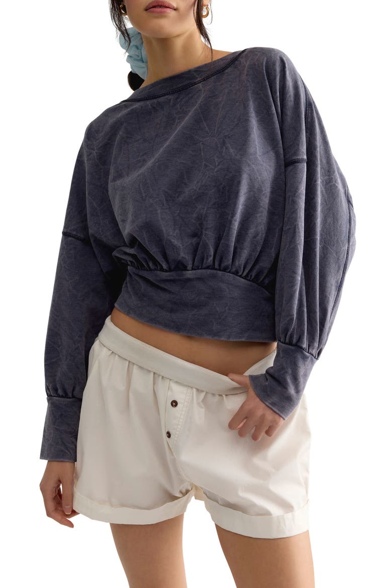 Better Together Ruched Sweatshirt, Main, color, PEACOAT