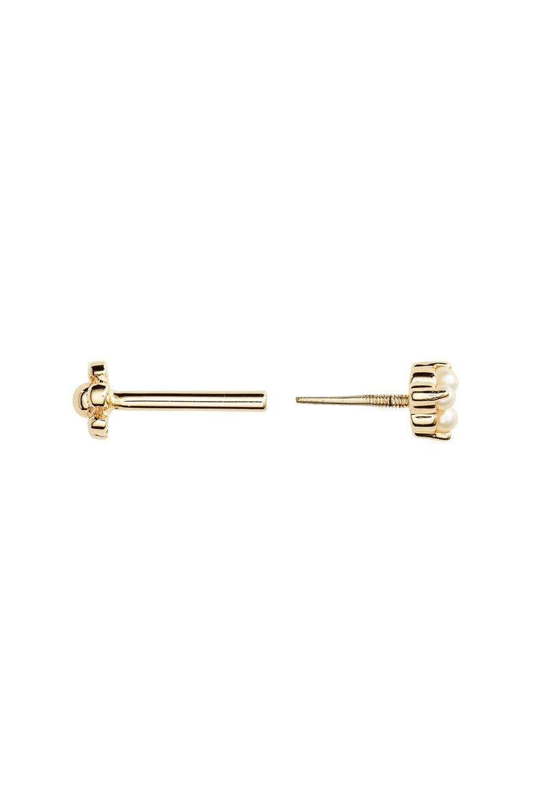 Pearl Trinity Threaded Stud Earring, Alternate, color, YELLOW