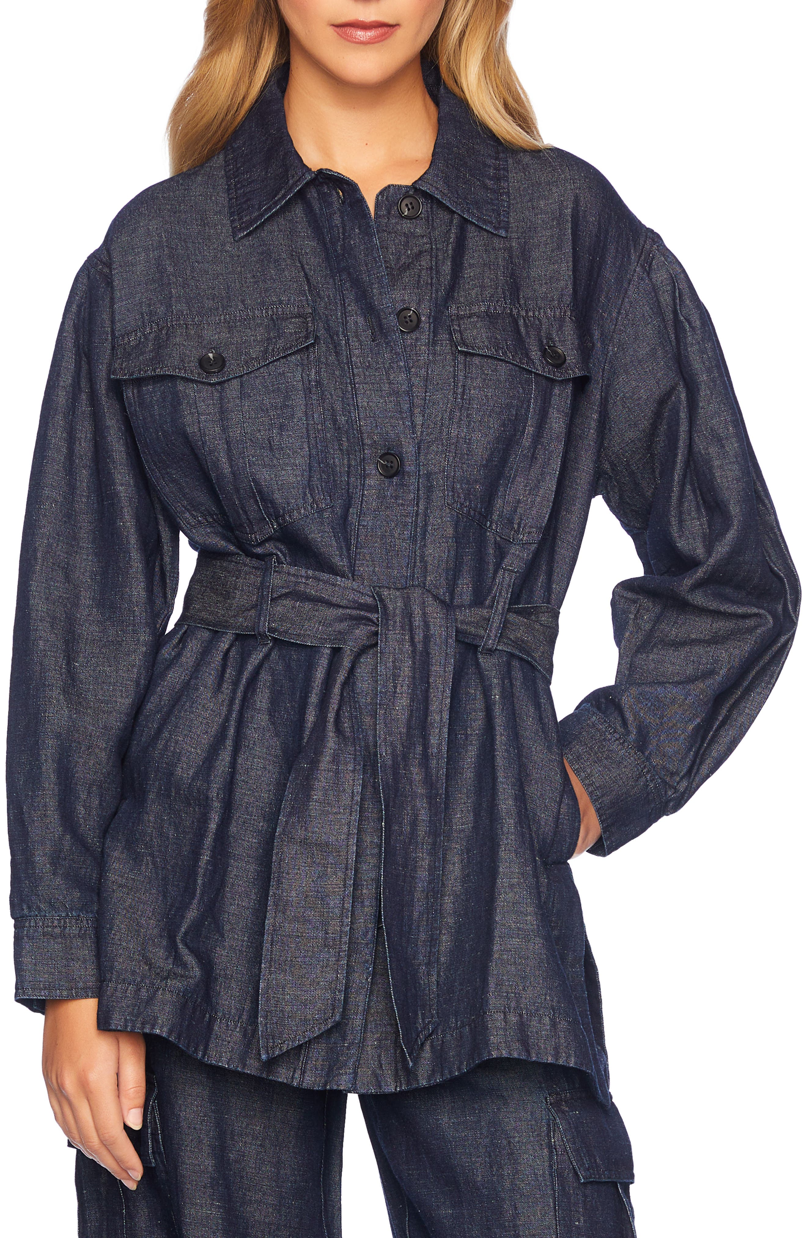 Susana Monaco Stretch Cotton & Linen Denim Jacket