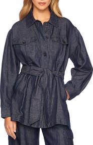 Susana Monaco Stretch Cotton & Linen Denim Jacket