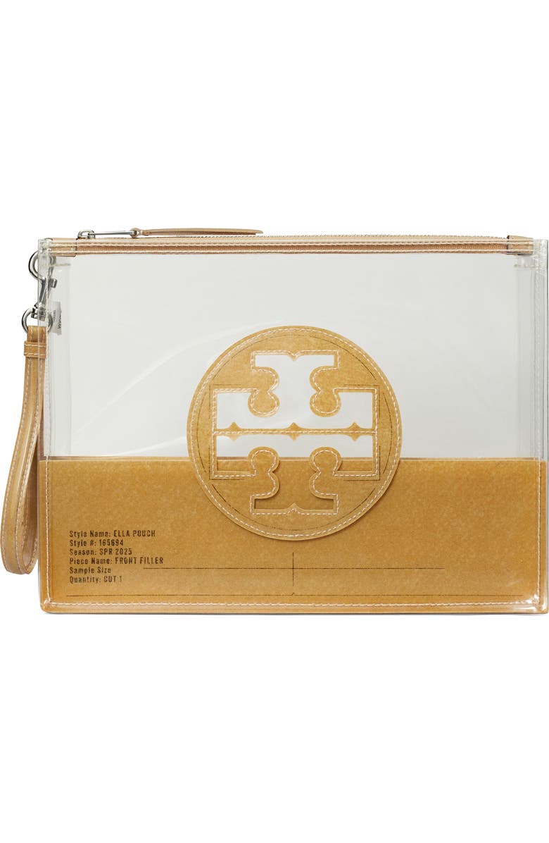 Tory Burch Ella Transparent Zip Pouch, Main, color,