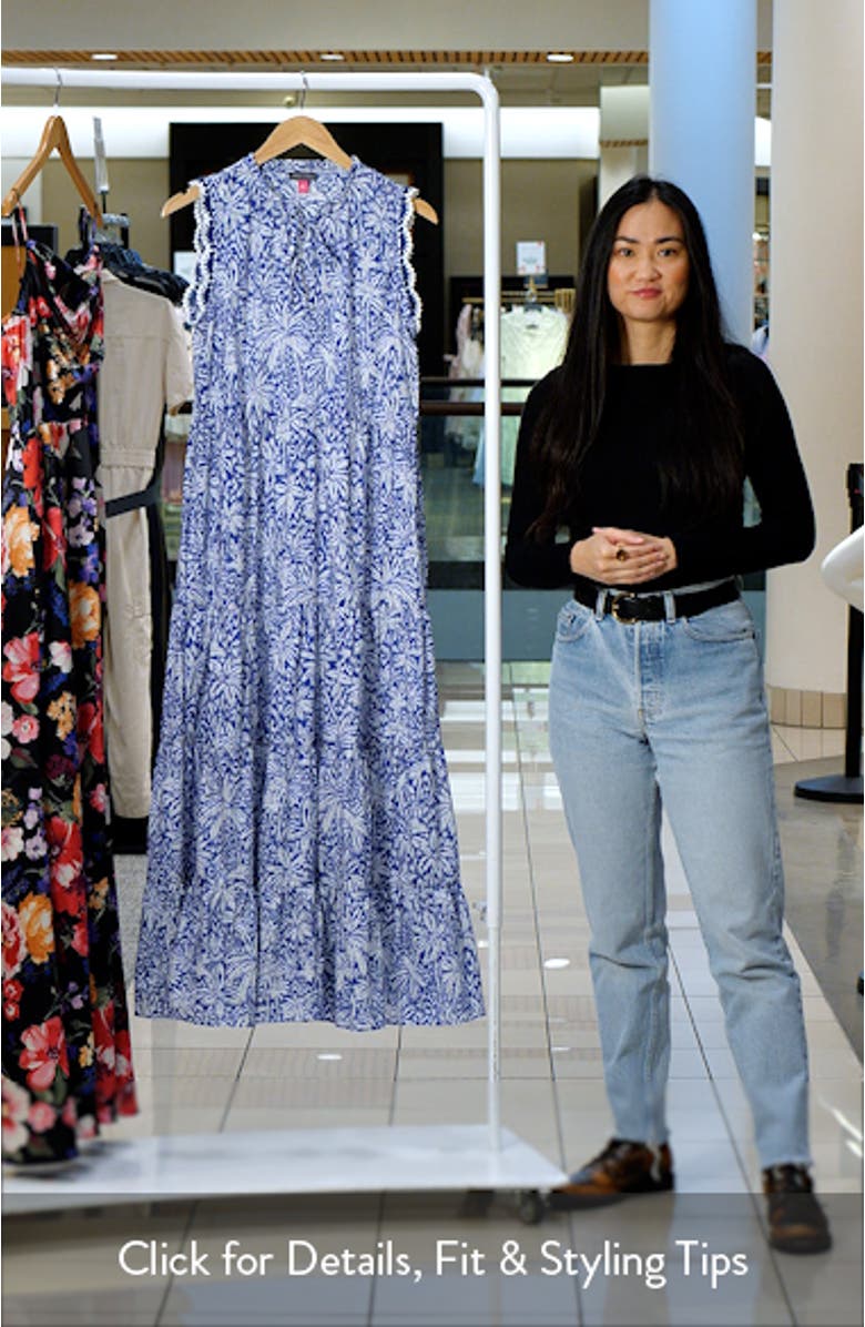 Tie Neck Tiered Cotton Maxi Dress, sales video thumbnail