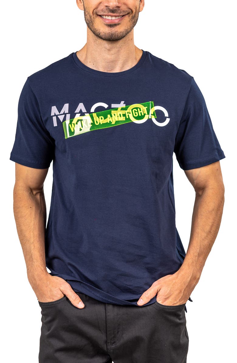 Maceoo Wakeupfight Navyblue Graphic T-Shirt, Alternate, color, Blue