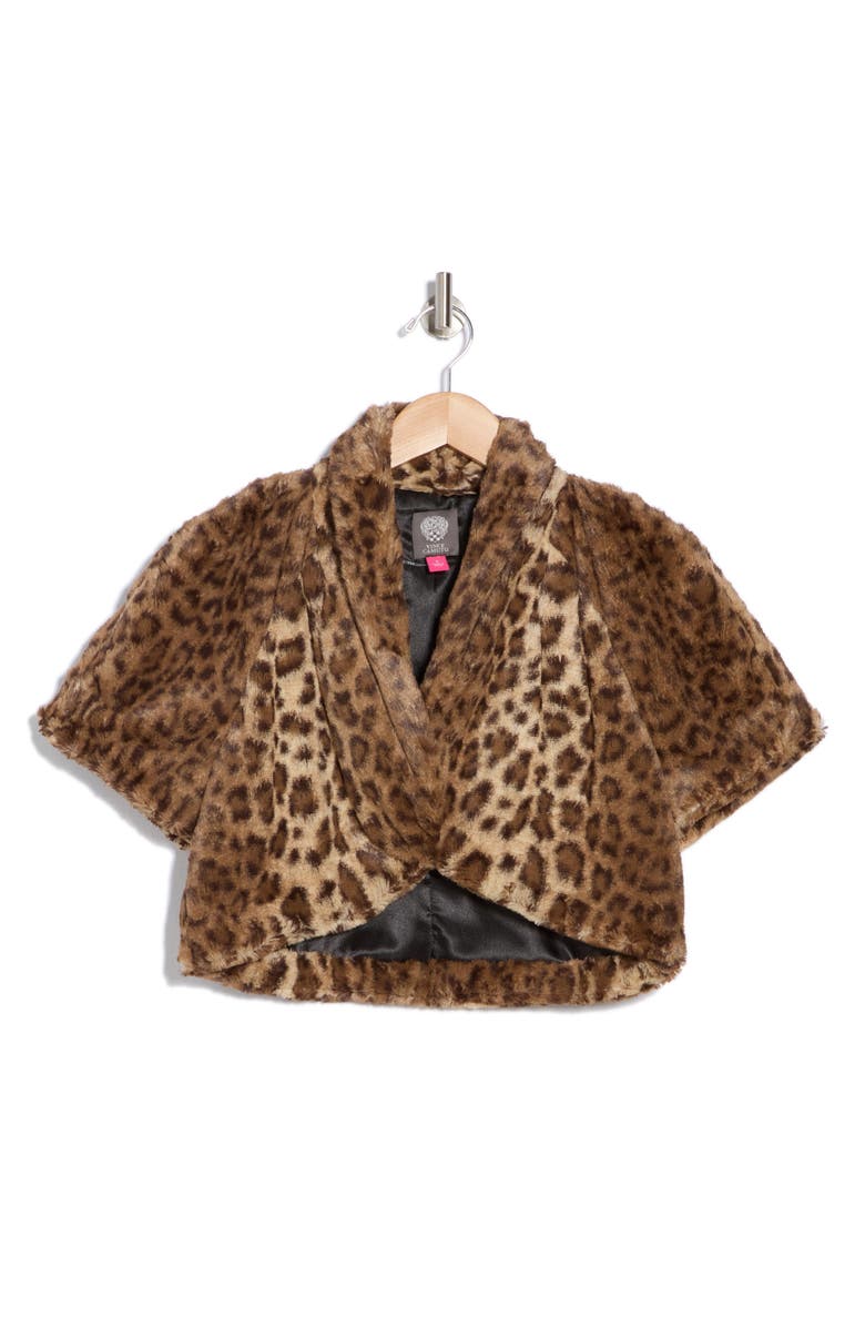 Vince Camuto Leopard Print Faux Fur Shrug, Alternate, color, 