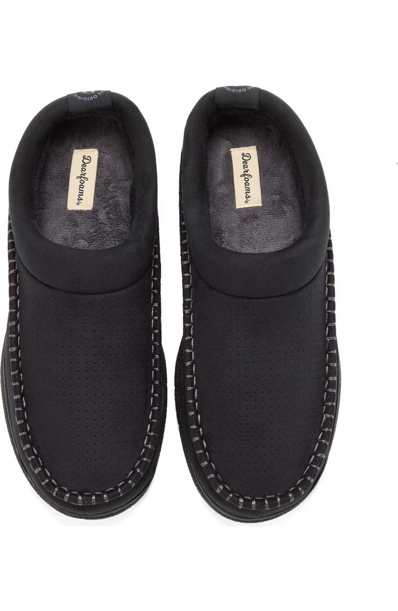 DEARFOAMS Thompson Moccasin Toe Clog Slipper, Alternate, color, Black Solid