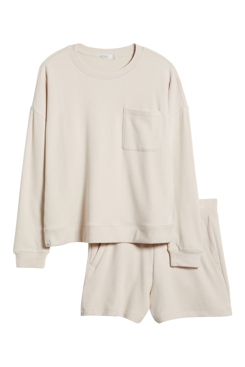 Malibu Brushed Fleece Pajamas, Alternate, color, STONE