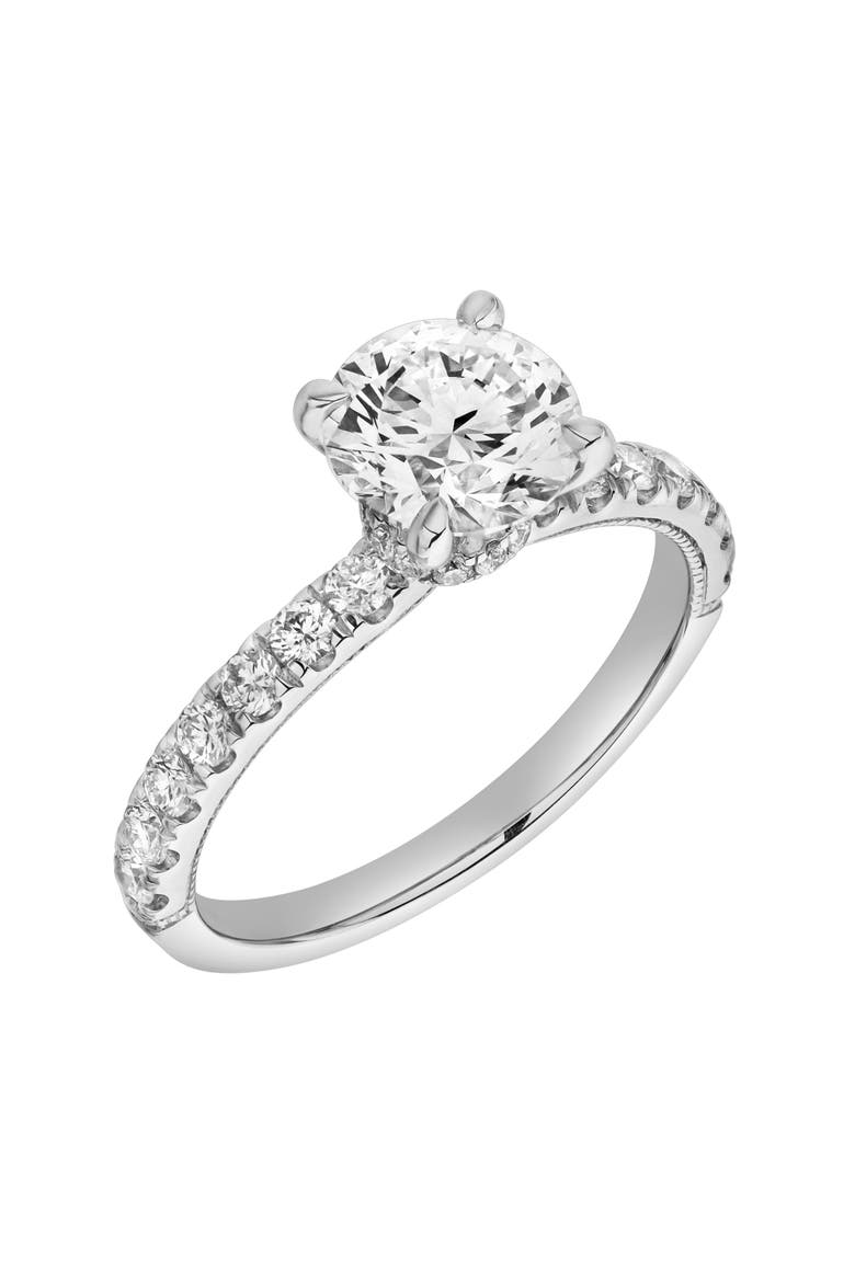 Aurielle 14K Gold Round Cut Hidden Halo Lab Grown Diamond Engagement Ring - 2 Ct, Alternate, color, 14K White Gold