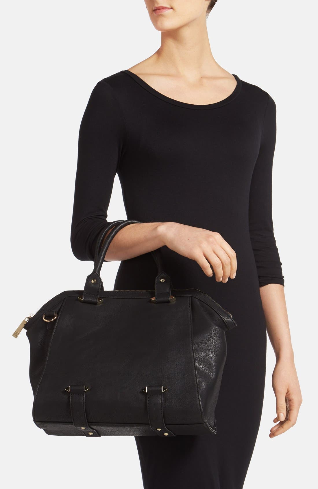 BP. Zip Detail Winged Satchel, Alternate, color, 