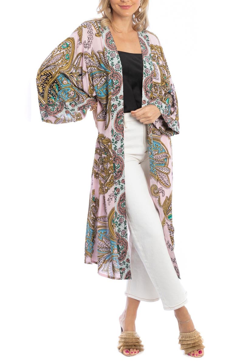 SAACHI Medallion Print Duster, Main, color, Pink