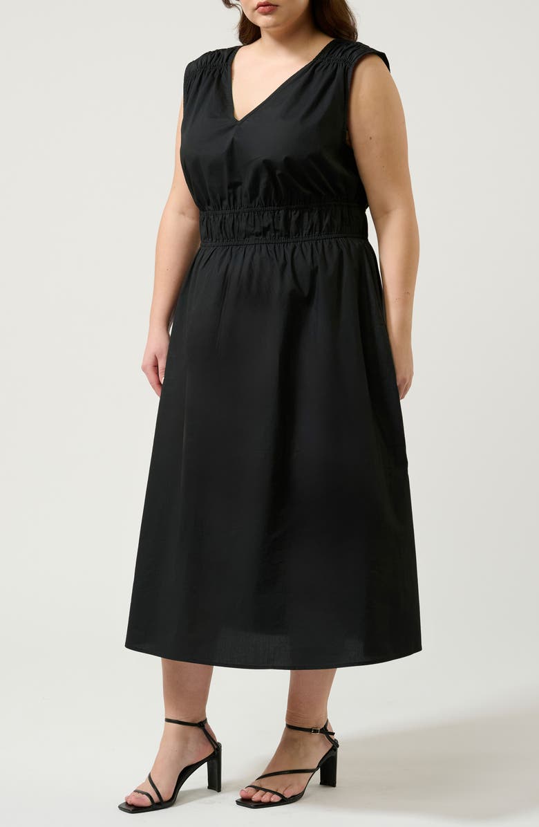 Estelle Allyssa Smock Waist Sleeveless Cotton Dress, Alternate, color, Black