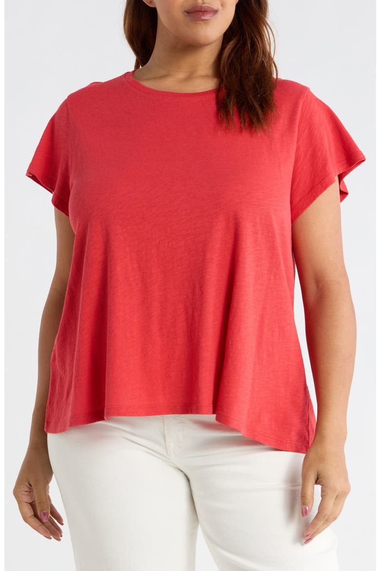 Crewneck Organic Cotton T-Shirt, Main, color, GRENADINE