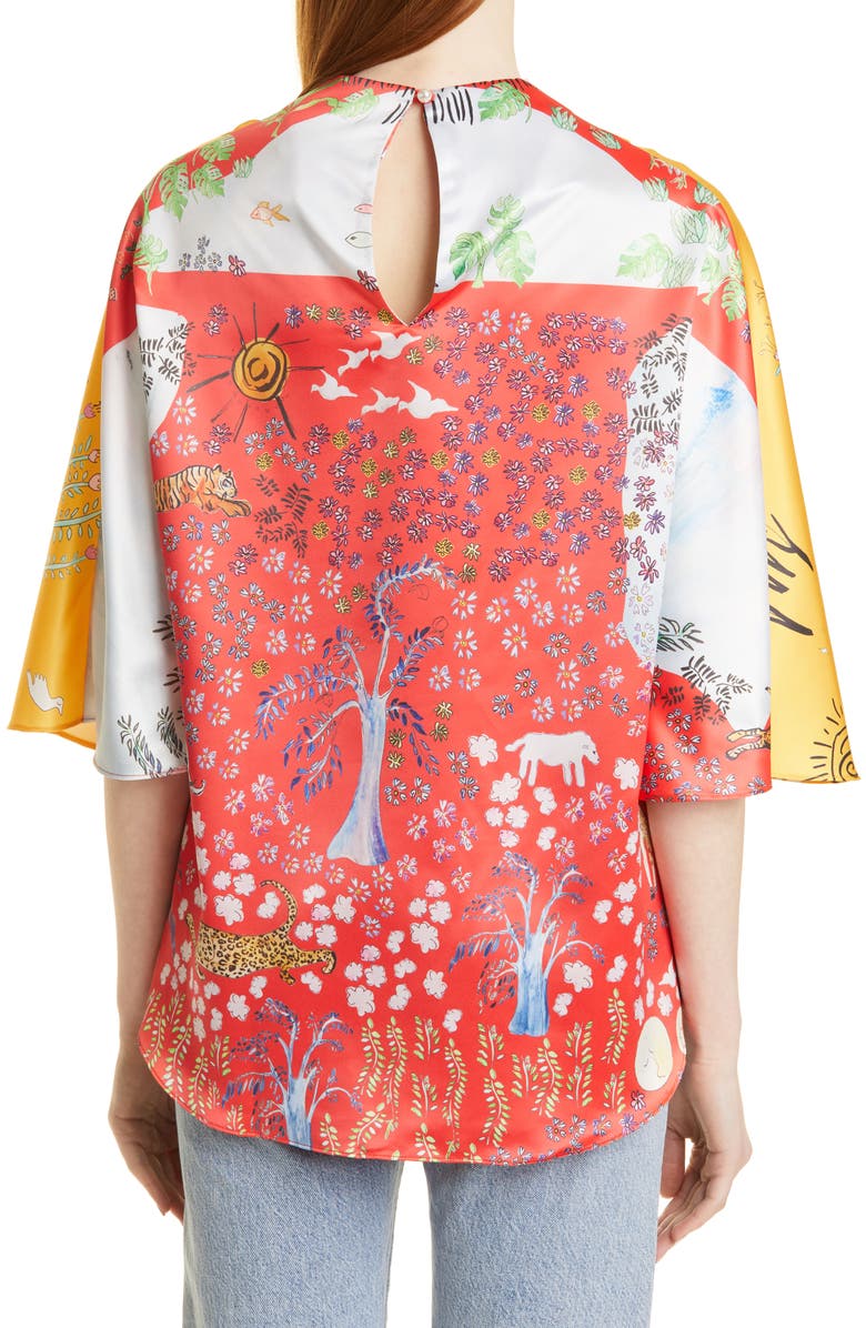 Dauphinette Floatkerchief Mixed Print Top, Alternate, color, 