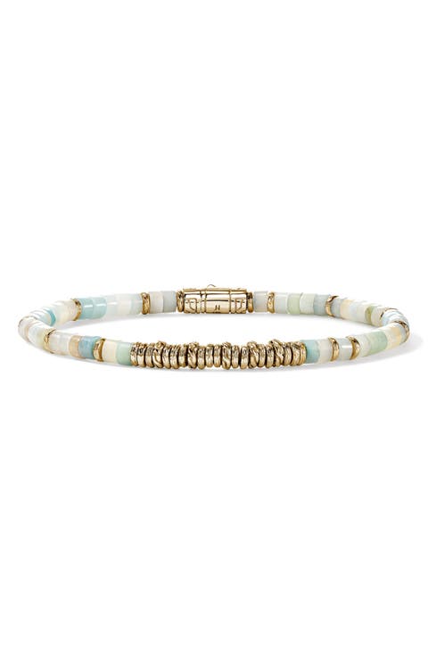 Heishi 14k Gold Quartzite Beaded Bracelet