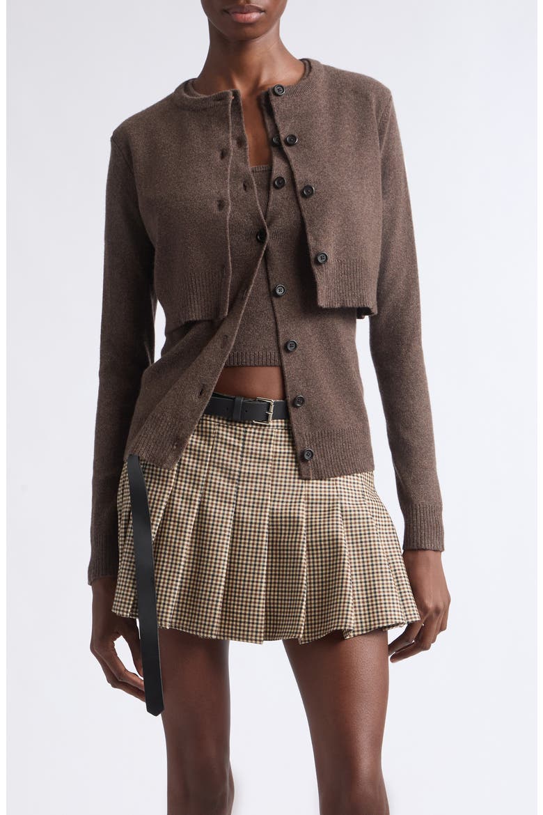 Layered Cashmere Cardigan Set, Main, color, BROWN