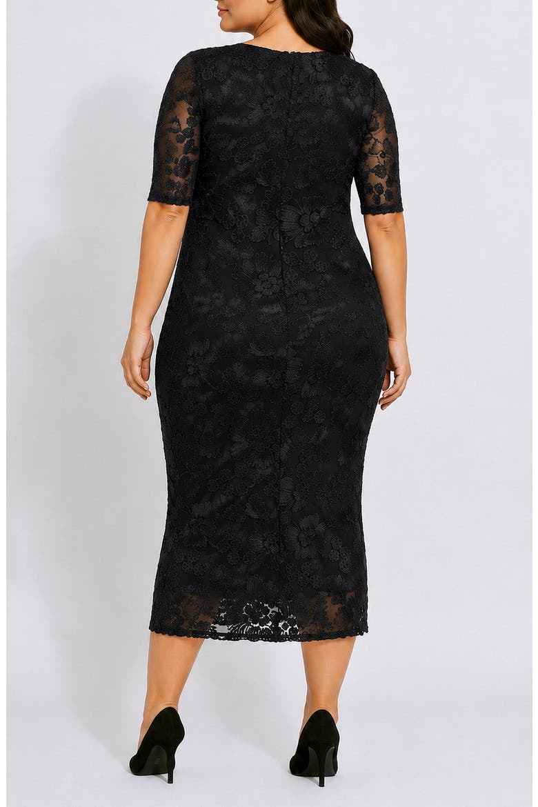 Soutache Illusion Sleeve Midi Dress, Alternate, color, BLACK