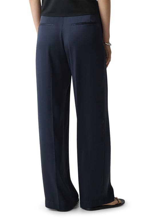 Theory Tailored High Waist Wide Leg Trousers In Black